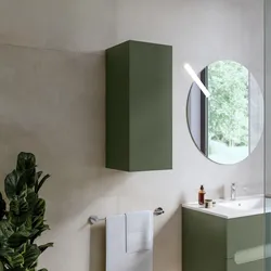 Colonna bagno sospesa 30x75 h cm cannettato con anta reversibile verde cemento - Tayga