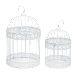 Set 2 gabbiette per uccelli in metallo bianco