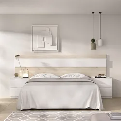 Letto matrimoniale 160x200 cm bianco ed effetto rovere naturale con testata e 2 comodini - Sogno