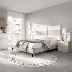 Testata per letto matrimoniale bianco ed effetto rovere naturale con 2 comodini - Zenith