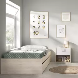 Letto singolo 90x190 cm effetto rovere naturale con 2 cassetti - Novak