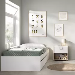 Letto singolo 90x190 cm bianco con letto estraibile - Novak