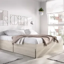 Letto matrimoniale 160x200 cm effetto rovere naturale con 4 cassetti - Novak