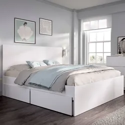 Letto matrimoniale 160x200 cm bianco con 4 cassetti e testata - Novak