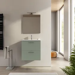 Mobile bagno sospeso 60 cm verde street con lavabo integrato e specchio - Bip
