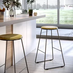 Sgabello con seduta rovere chiaro e gambe in acciaio nero - Banzai