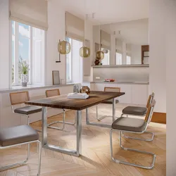 Tavolo da pranzo 180x90 cm top effetto rovere deciso 38 mm e gambe a U 8x4 in metallo cromo – Upton