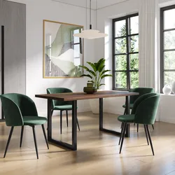 Tavolo da pranzo 160x80 cm top effetto rovere deciso 38 mm e gambe a U 5x5 in metallo nero – Upton