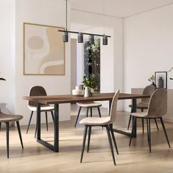 Tavolo da pranzo 200x100 cm top effetto rovere deciso 38 mm e gambe a U 5x5 in metallo nero – Upton