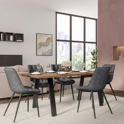 Tavolo da pranzo 200x100 cm top effetto rovere deciso 38 mm e gambe in metallo nero - Juls