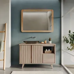 Mobile bagno 120 cm con ante e cassetto in legno di mindi - Vivido