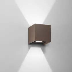 Applique LED biemissione da esterno 12x12 cm luce calda alluminio bronzo