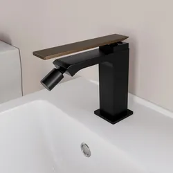 Miscelatore bidet  in ottone nero opaco con leva rame satinato - Reef