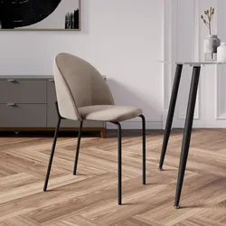 Sedia in velluto tortora con gambe in metallo nero - Vesta