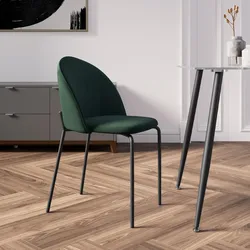 Sedia in velluto verde scuro con gambe in metallo nero - Vesta