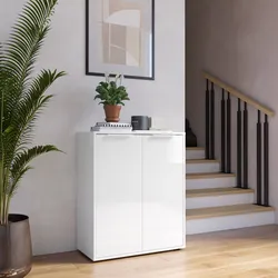 Scarpiera 72x87h cm bianco lucido con 2 ante - Delhi