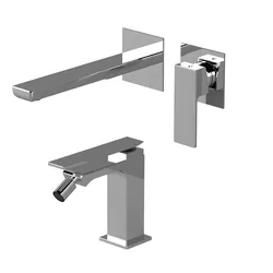 Set miscelatore lavabo a incasso con bidet cromo - Reef