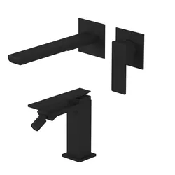 Set misclatore lavabo a incasso con bidet nero opaco - Reef