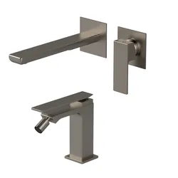 Set miscelatore lavabo a incasso con bidet nikel spazzolato - Reef
