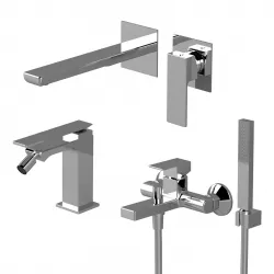 Set miscelatore lavabo a incasso con bidet ed esterno vasca cromo - Reef