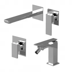 Set miscelatore lavabo a incasso con bidet e incasso doccia cromo - Reef