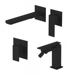 Set miscelatore lavabo a incasso e bidet con incasso doccia nero opaco - Reef