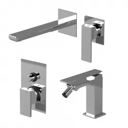 Set miscelatore lavabo a incasso con bidet e incasso doccia con deviatore cromo - Reef