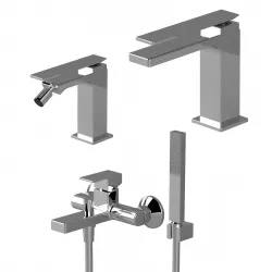 Set miscelatore lavabo con bidet ed esterno vasca cromo - Reef