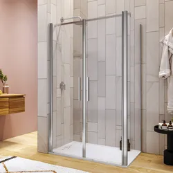 Box doccia 70x125 apertura saloon con vetro anticalcare trasparente e profilo cromo 195h - Lost