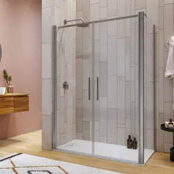 Box doccia 70x140 apertura saloon con vetro anticalcare trasparente e profilo cromo 195h - Lost