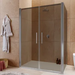 Box doccia 90x140 apertura saloon con vetro anticalcare bronzato e profilo cromo 195h - Lost
