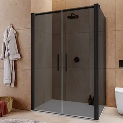Box doccia 100x130 apertura saloon con vetro anticalcare fumè e profilo nero 195h - Lost