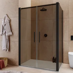 Box doccia 100x135 apertura saloon con vetro anticalcare bronzato e profilo nero 195h - Lost