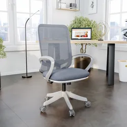 Poltrona da ufficio in tessuto mesh grigio con braccioli - Orbitale