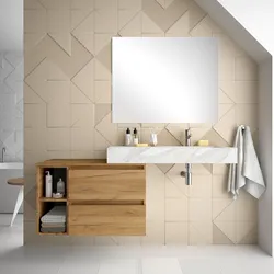 Mobile bagno sospeso 120 cm con vano a giorno e top rovere gold e lavabo effetto marmo bianco dx con specchio - Jalama