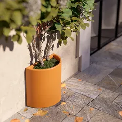 Vaso a mezzaluna da parete 45 h cm in polietilene ocra - Muret