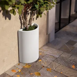 Vaso a mezzaluna da parete 65 h cm in polietilene bianco - Muret