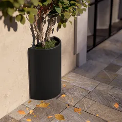 Vaso a mezzaluna da parete 65 h cm in polietilene grafite - Muret
