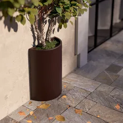 Vaso a mezzaluna da parete 65 h cm in polietilene bronzo - Muret