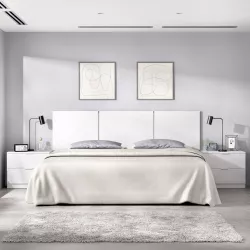 Letto matrimoniale 160x200 bianco con testata e 2 comodini - Verve