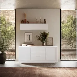 Madia 180x80h cm bianco opaco con 2 ante e 3 cassetti - Moen