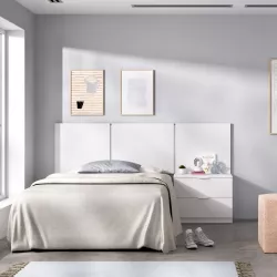 Testata per letto singolo in legno bianco con comodino - Byte