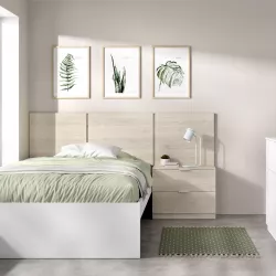 Testata per letto singolo in legno effetto rovere naturale con comodino - Byte