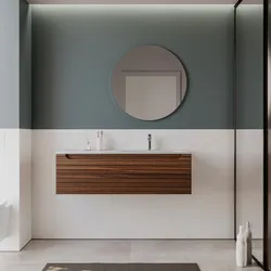 Mobile bagno sospeso 120 cm rovere deciso con lavabo dx e specchio - Deck