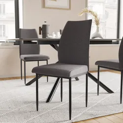 Sedia in tessuto grigio campagna con gambe in metallo nero - Rapsodia