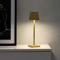 Lampada da tavolo touch a LED plissettata 14x40h cm in alluminio oro - Isobel