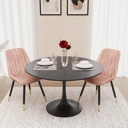Tavolo rotondo 120 cm nero opaco con base in metallo - Tulipano