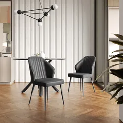Set 2 sedie in similpelle antracite con gambe nere - Dinesta