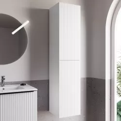 Colonna bagno 160 cm bianco opaco effetto cannettato - Lameck