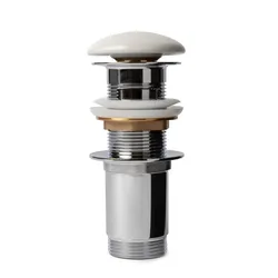 Piletta click-clack universale 11 h cm e tappo in ceramica bianco opaco